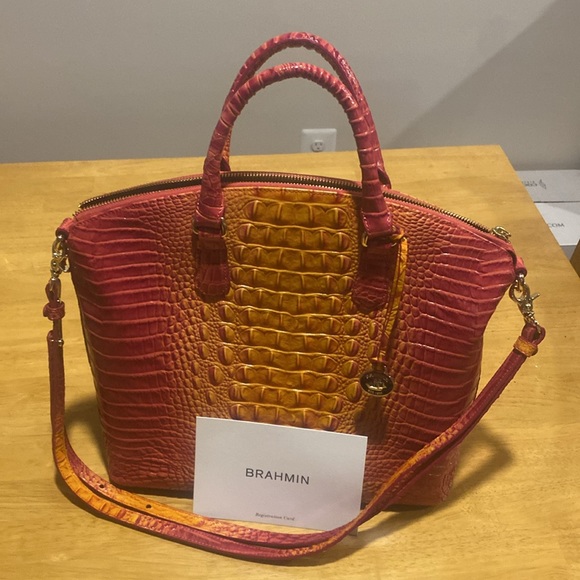 Brahmin Large Duxberry Satchel. Passion Fruit Melbourne. Orig. dust bag. 14x12x5 - Picture 5 of 13